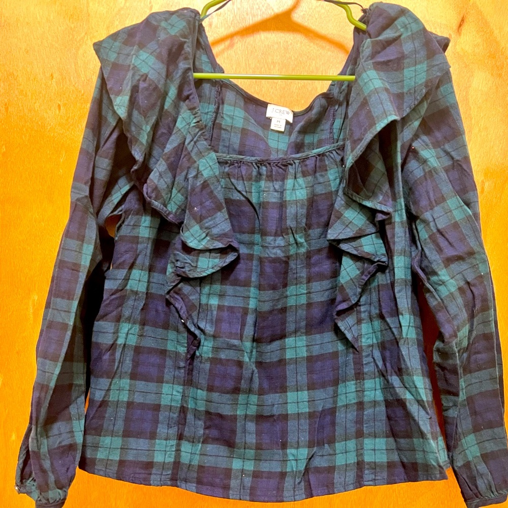 NWOT JCREW long sleeve ruffle shirt
